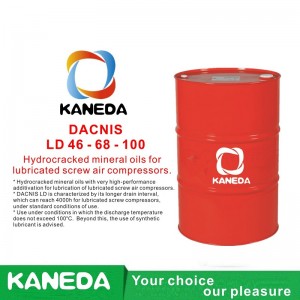KANEDA DACNIS LD 32 - 46 - 68 Hydrocracked mineral oils for lubricated screw air compressors.